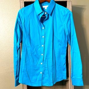 Blue-teal BR Czech Republic collared button down blouse
